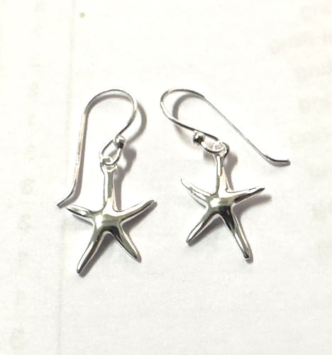 Silver Starfish Earrings - Nautical Sterling Silver Dangle Earrings - Model 1211-048