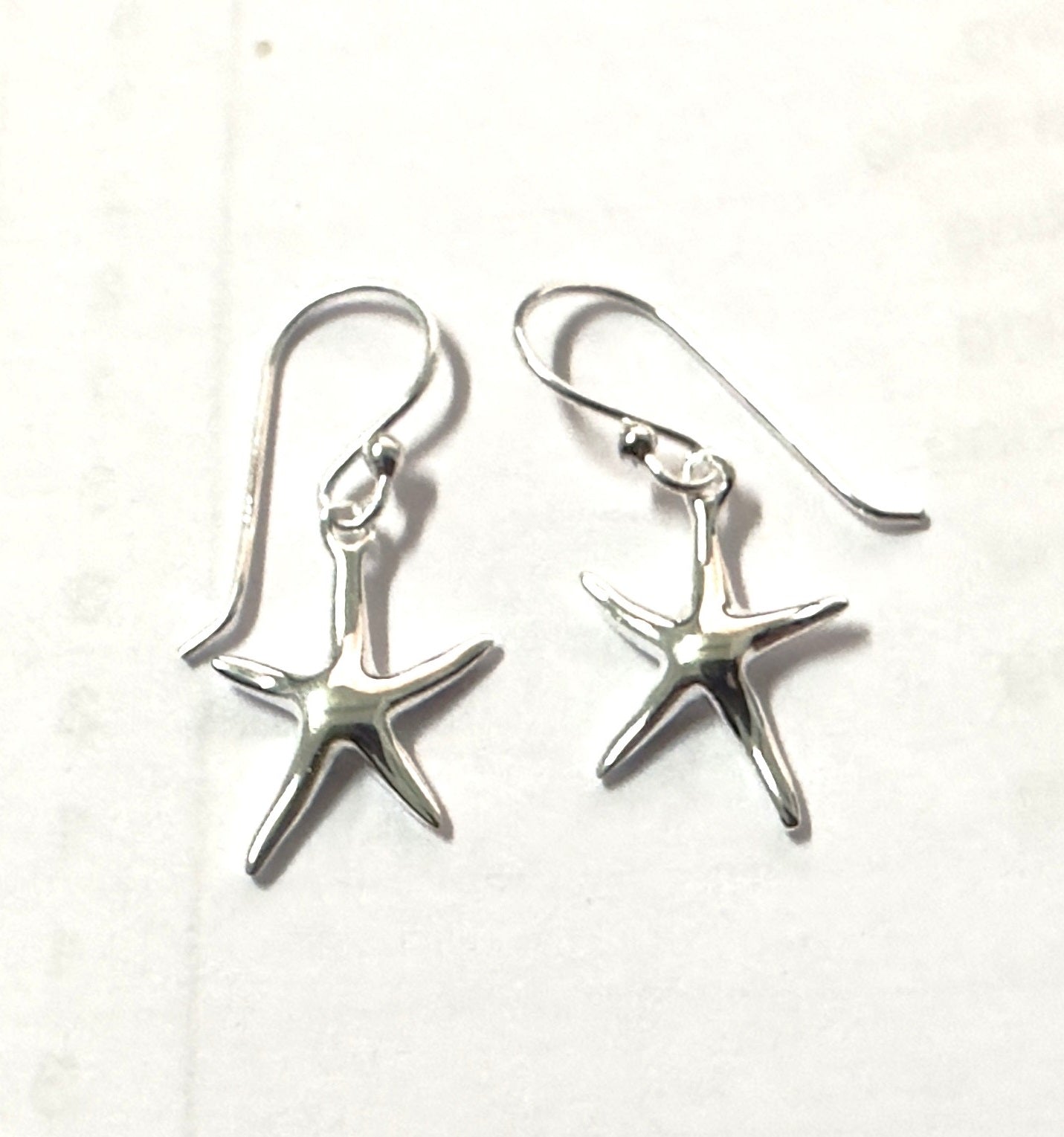 Silver Starfish Earrings - Nautical Sterling Silver Dangle Earrings - Model 1211-048