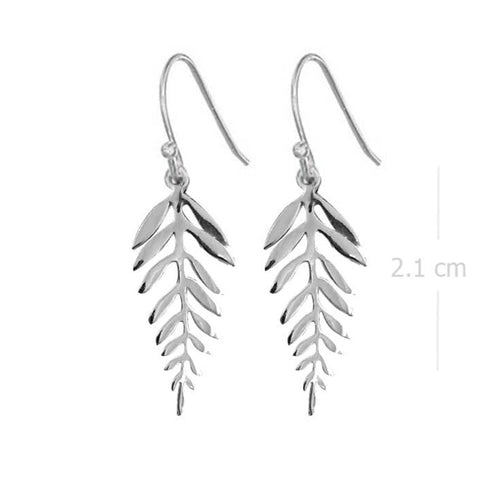 Botanical Elegance Leaf Earrings - Silver Maker Family Sterling Silver Fern Dangles - Model 1211-050