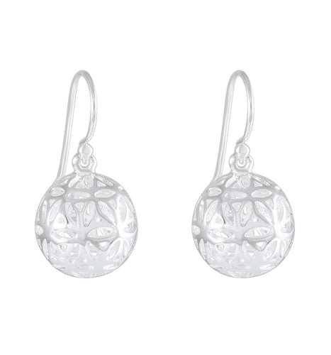 Ornamental Sphere Drop Earrings - Silver Maker Family Sterling Silver Openwork Globes - Model 1211-054