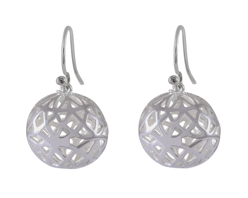 Abstract Lattice Sphere Earrings - Silver Maker Family Sterling Silver Geometric Dangles - Model 1211-056