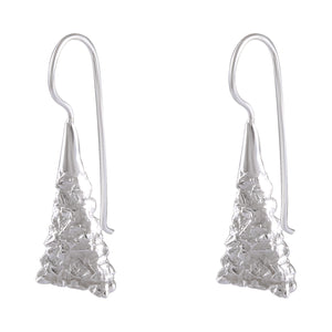 Icicle Essence Drop Earrings - Sterling Silver Textured Dangles - Model 1211-061
