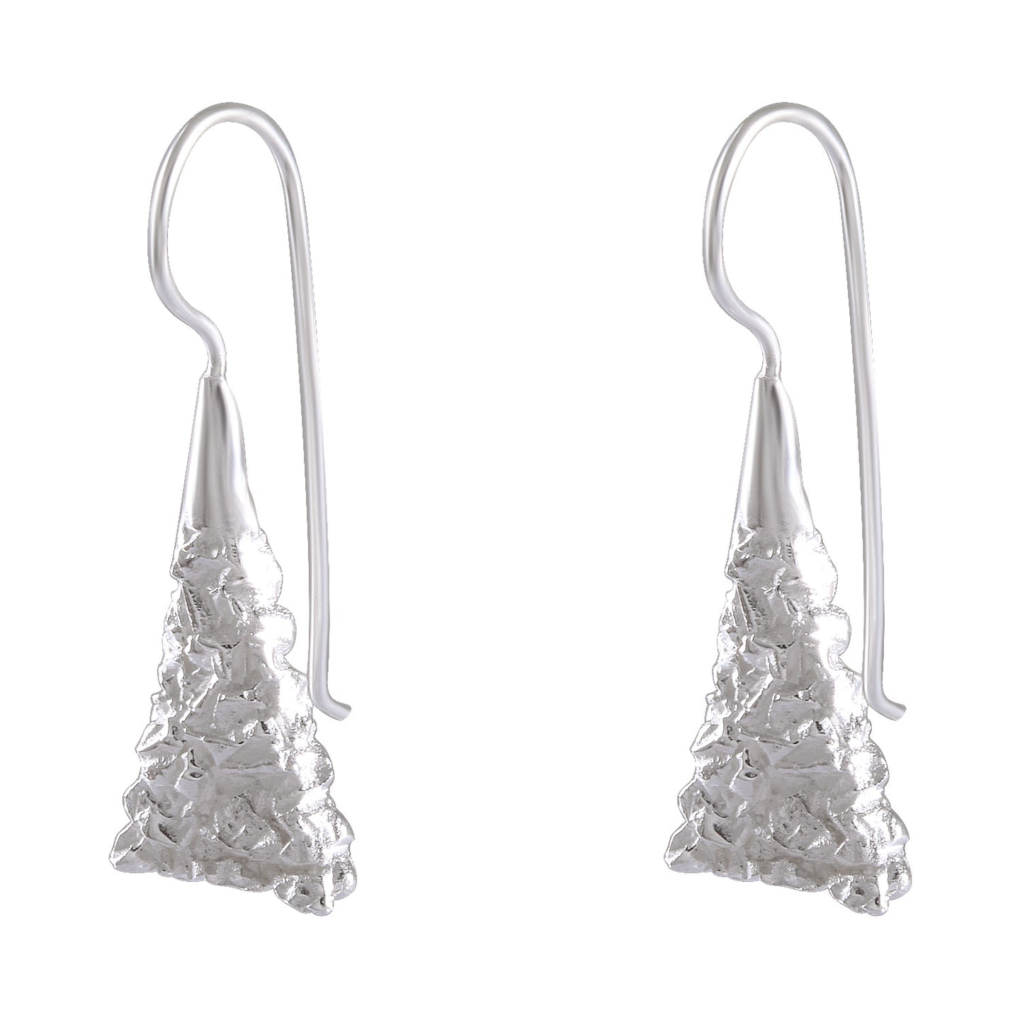 Icicle Essence Drop Earrings - Sterling Silver Textured Dangles - Model 1211-061
