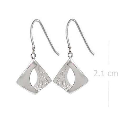 Contemporary Cutout Diamond Earrings - Sterling Silver Geometric Dangles - Model 1211-062