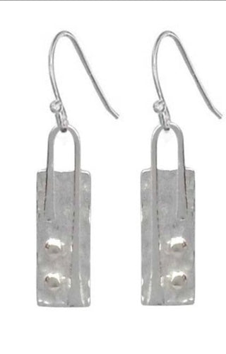 Minimalist Rectangle Drop Earrings - Sterling Silver Sleek Dangles - Model 1211-064