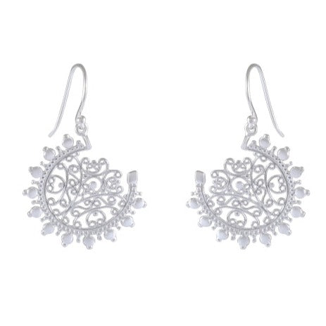 Elegant Filigree Cluster Sterling Silver Earrings - Vintage Inspired Design - Model 1212-001