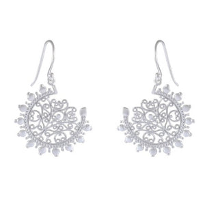 Elegant Filigree Cluster Sterling Silver Earrings - Vintage Inspired Design - Model 1212-001
