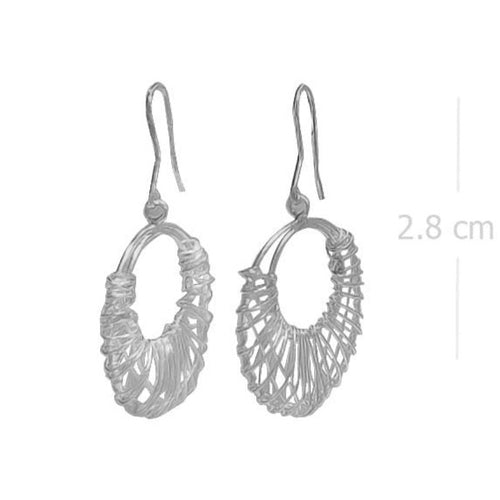 Openwork Weave Sterling Silver Hoop Earrings - Textured Elegance - Model 1212-004