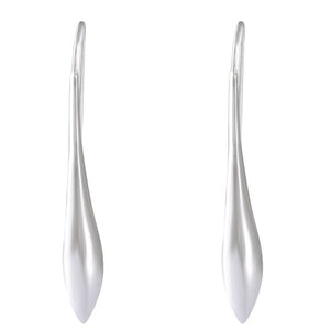 Sleek Sterling Silver Teardrop Dangle Earrings - Contemporary Satin Finish - Model 1212-005