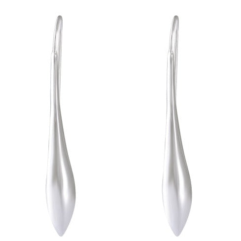 Sleek Sterling Silver Teardrop Dangle Earrings - Contemporary Satin Finish - Model 1212-005