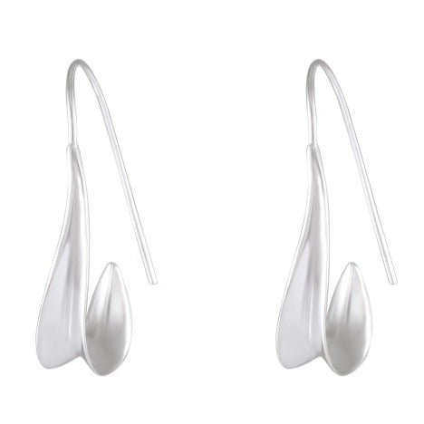 Abstract Sterling Silver Teardrop Earrings - Fluid Design Drop Earrings - Model 1212-007