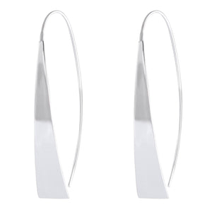 Sleek Modern Sterling Silver Long Drop Earrings - Polished Elegance - Model 1212-008