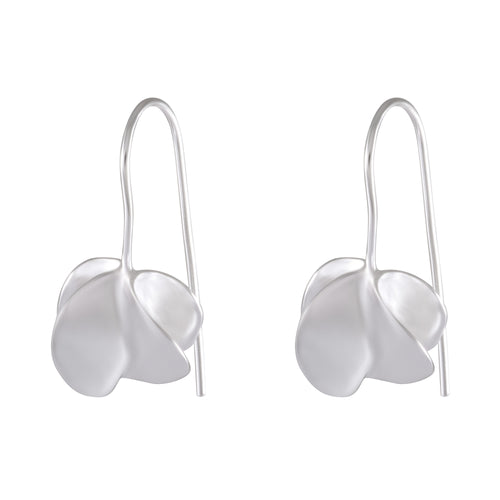 Organic Shape Sterling Silver Petal Earrings - Soft Contour Dangle - Model 1212-009