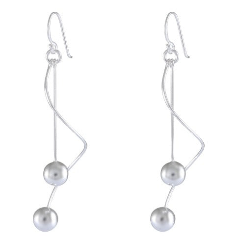 Geometric Balance Sterling Silver Earrings - Abstract Spheres and Lines - Model 1212-010