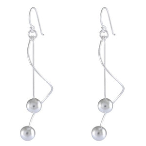Geometric Balance Sterling Silver Earrings - Abstract Spheres and Lines - Model 1212-010