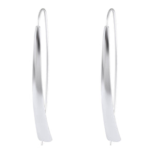 Sleek Curve Sterling Silver Statement Earrings - Elegant Long Hook Design - Model 1212-011