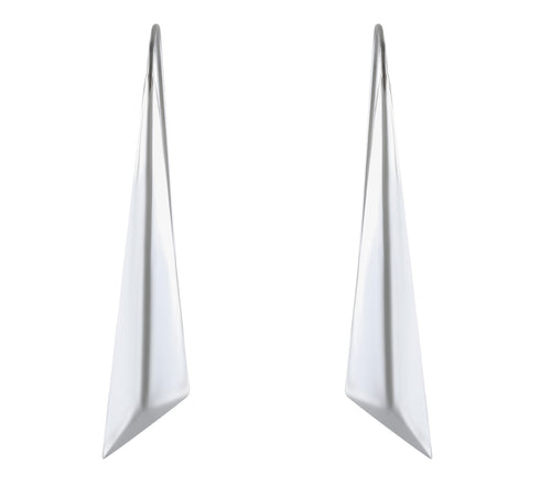 Polished Sterling Silver Angular Drop Earrings - Modern Geometric Elegance - Model 1212-012