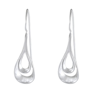 Flowing Teardrop Sterling Silver Hook Earrings - Sculptural Elegance - Model 1212-013
