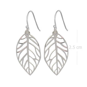 Nature-Inspired Sterling Silver Leaf Dangle Earrings - Botanical Cut-Out Design - Model 1212-014