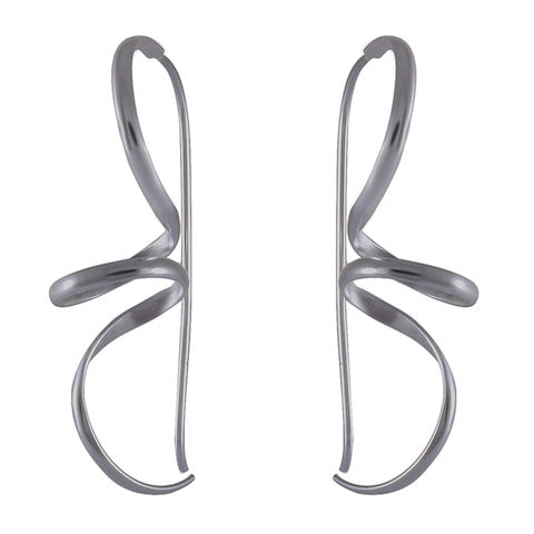 Abstract Swirl Sterling Silver Earrings - Artistic Ribbon Twist Design - Model 1212-015