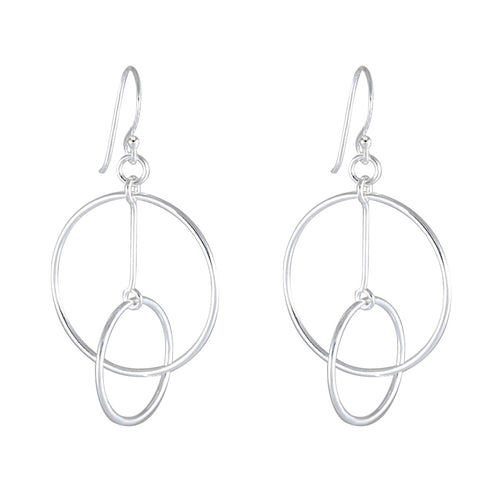 Interlocking Circles Sterling Silver Earrings - Contemporary Hoop Design - Model 1212-017
