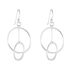 Interlocking Circles Sterling Silver Earrings - Contemporary Hoop Design - Model 1212-017