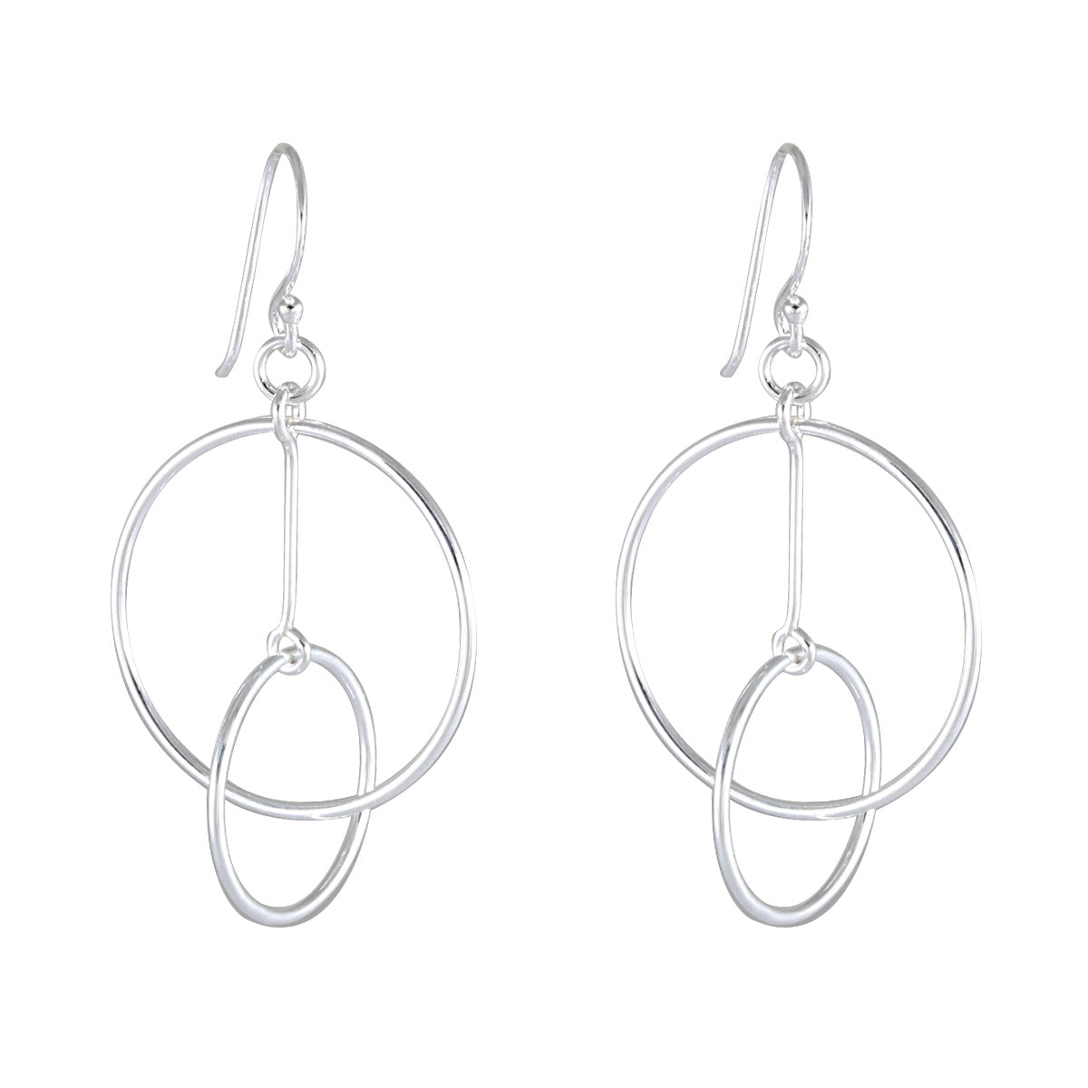 Interlocking Circles Sterling Silver Earrings - Contemporary Hoop Design - Model 1212-017