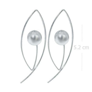 Modern Sterling Silver Earrings with Silver Ball - Abstract Leaf Motif - Model 1212-023
