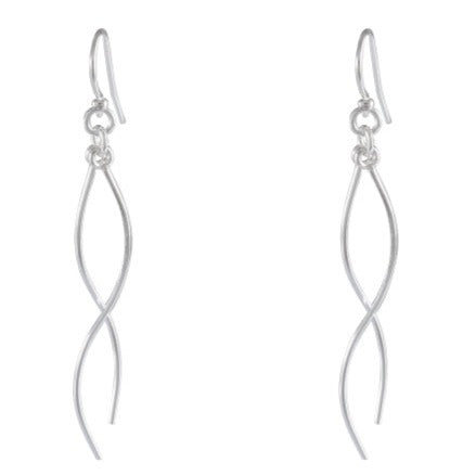 Long Sterling Silver Twist Drop Earrings - Sleek Linear Elegance - Model 1212-025