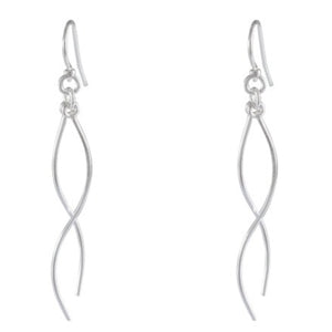 Long Sterling Silver Twist Drop Earrings - Sleek Linear Elegance - Model 1212-025
