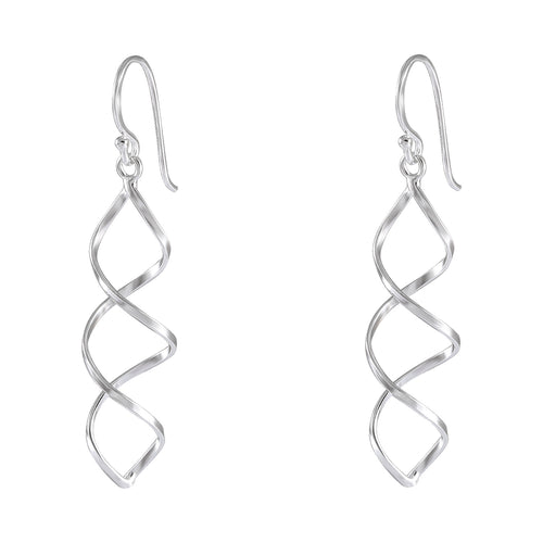 Sterling Silver Spiral Helix Earrings - Flowing Geometric Elegance - Model 1212-027