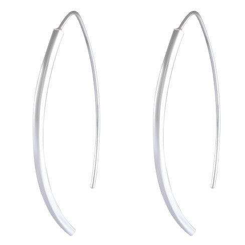 Sterling Silver Minimalist Curved Bar Earrings - Sleek Modern Arc Design - Model 1212-031