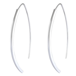 Sterling Silver Minimalist Curved Bar Earrings - Sleek Modern Arc Design - Model 1212-031