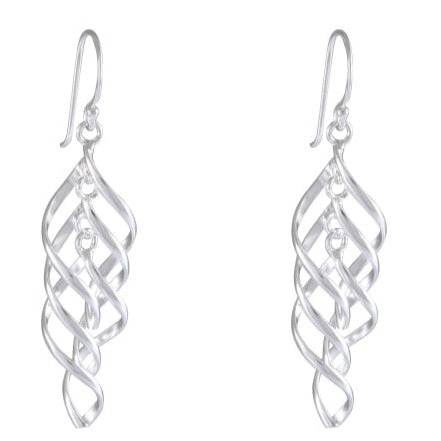 Sterling Silver DNA Helix Twist Earrings - Intricate Ladder Dangle Design - Model 1212-032