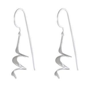 Sterling Silver Abstract Swirl Earrings - Fluid Modern Art Inspired Dangles - Model 1212-033