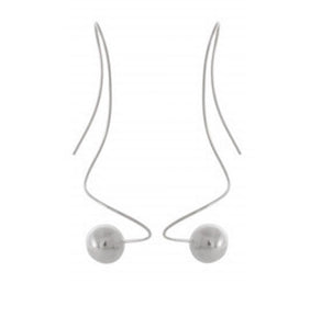 Sterling Silver Ball Drop Threader Earrings - Chic Modern Elegance - Model 1212-041