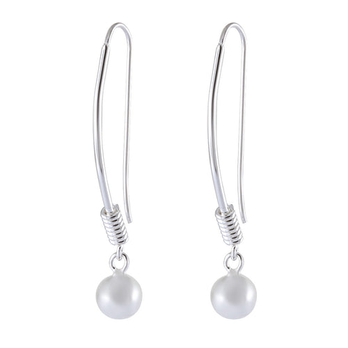 Sterling Silver Drop Earrings with Chic Sphere Charm - Model 1212-044