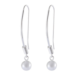 Sterling Silver Drop Earrings with Chic Sphere Charm - Model 1212-044