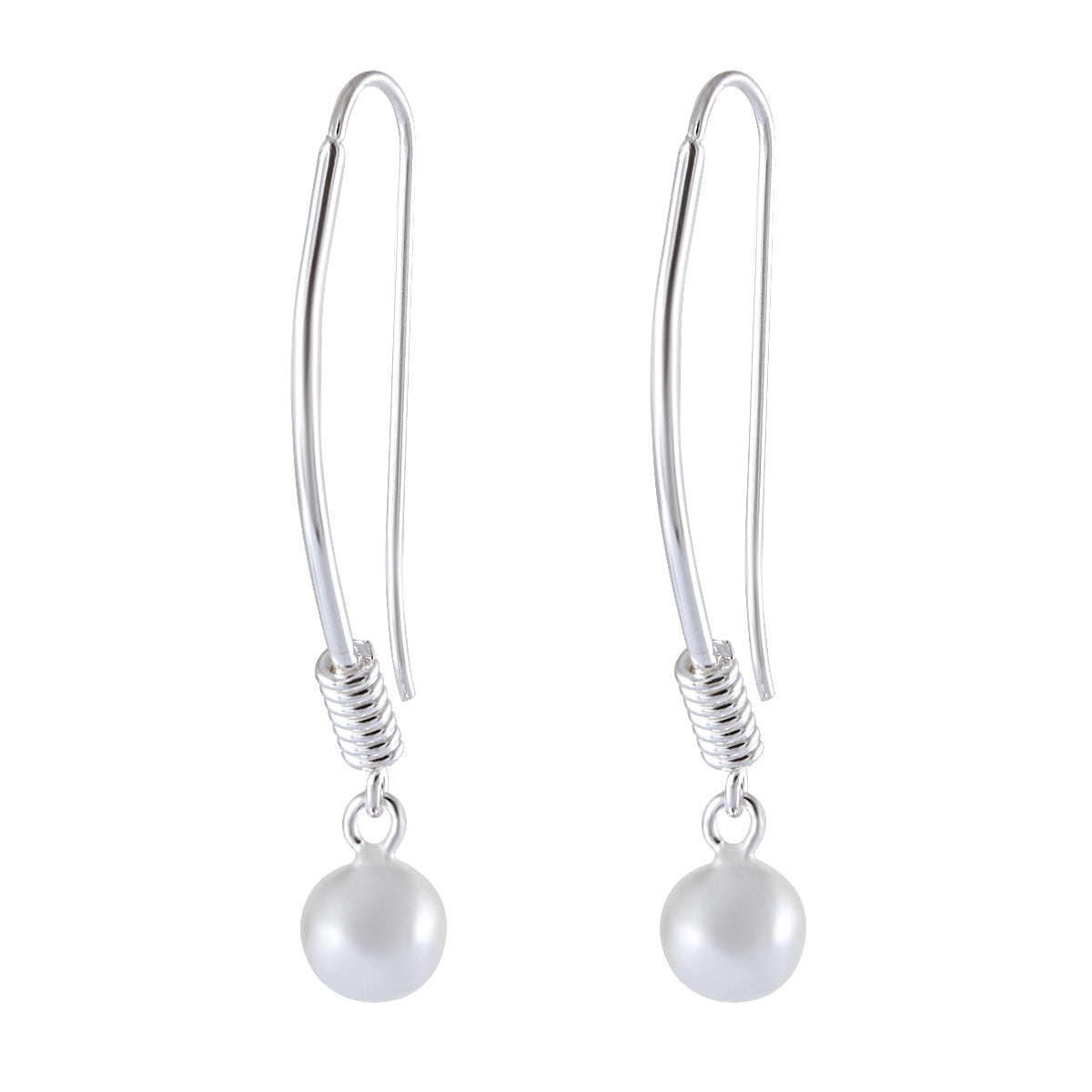 Sterling Silver Drop Earrings with Chic Sphere Charm - Model 1212-044