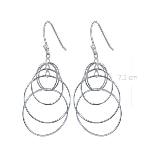 Multi-Circle Sterling Silver Cascade Earrings - Model 1212-045