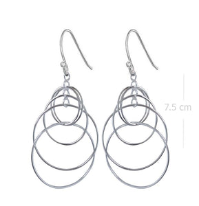 Multi-Circle Sterling Silver Cascade Earrings - Model 1212-045