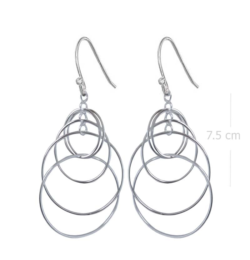 Multi-Circle Sterling Silver Cascade Earrings - Model 1212-045