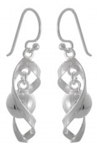 Sterling Silver Twisted Ribbon Dangle Earrings - Model 1212-046