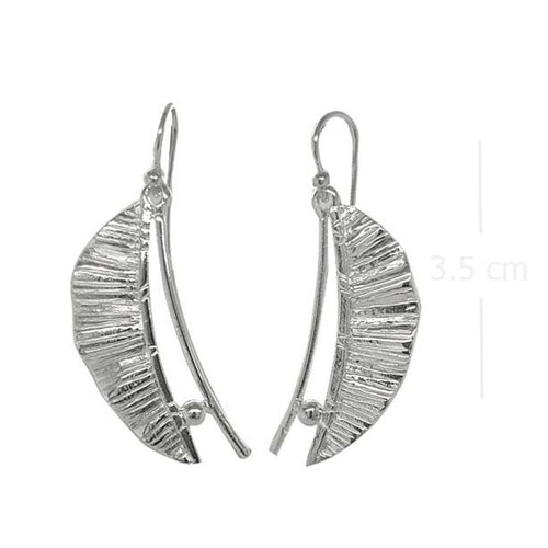 Textured Sterling Silver Half Moon Earrings - Organic Ridge Detail - Model 1212-047