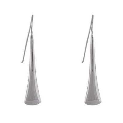 Minimalist Sterling Silver Cone Drop Earrings - Sleek Modern Design - Model 1212-050