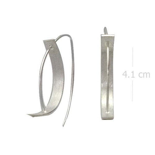 Sleek Sterling Silver Leaf Hook Earrings - Minimalist Satin Finish - Model 1212-052