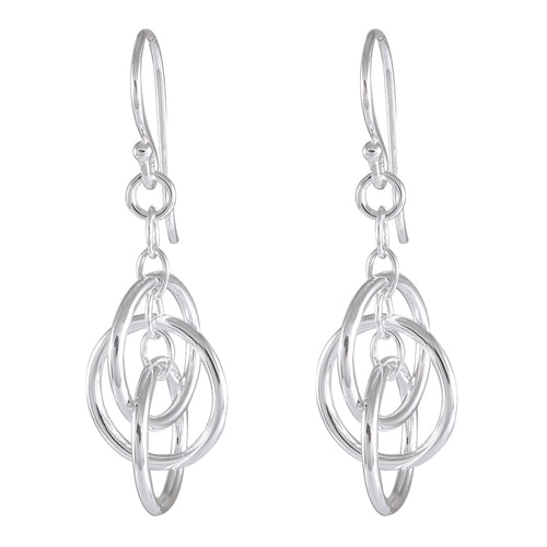 Entwined Circles Sterling Silver Drop Earrings - Contemporary Interlock Design - Model 1212-053
