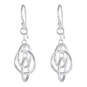 Entwined Circles Sterling Silver Drop Earrings - Contemporary Interlock Design - Model 1212-053