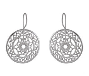 Filigree Mandala Sterling Silver Earrings - Intricate Circular Dangles - Model 1212-057