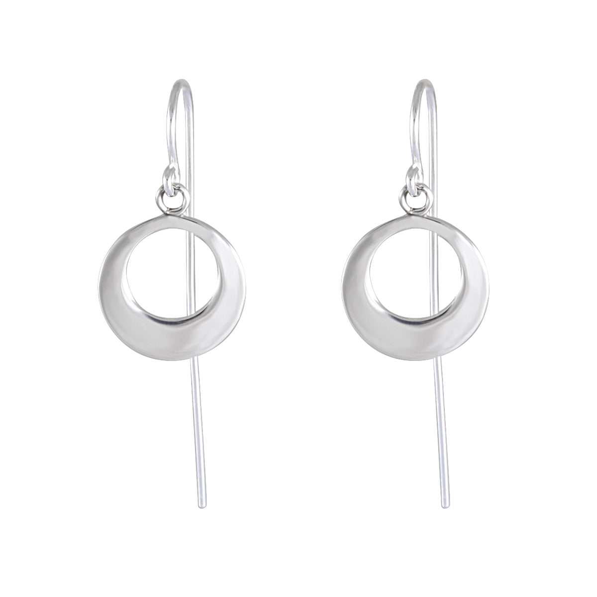 Modern Minimalist Hoop and Bar Sterling Silver Earrings - Sleek Lines Cluster Earrings - Model 1212-062